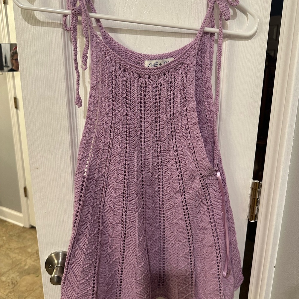 She + Sky Lavender Knit Tank Top